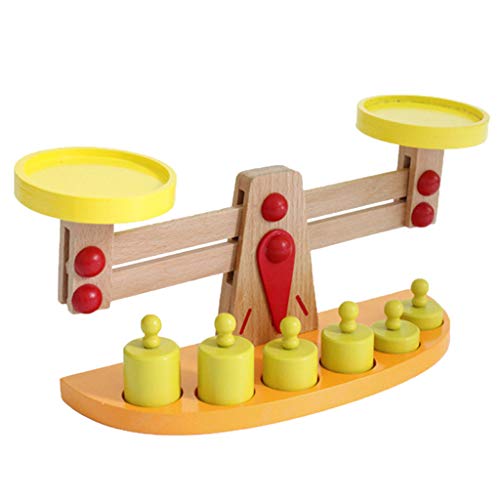 Juguete de Balanza de Equilibrio Madera con 6 Pesas Juego para Desarrollo de Inteligencia de Niños Muchachos