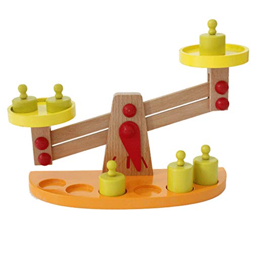 Juguete de Balanza de Equilibrio Madera con 6 Pesas Juego para Desarrollo de Inteligencia de Niños Muchachos