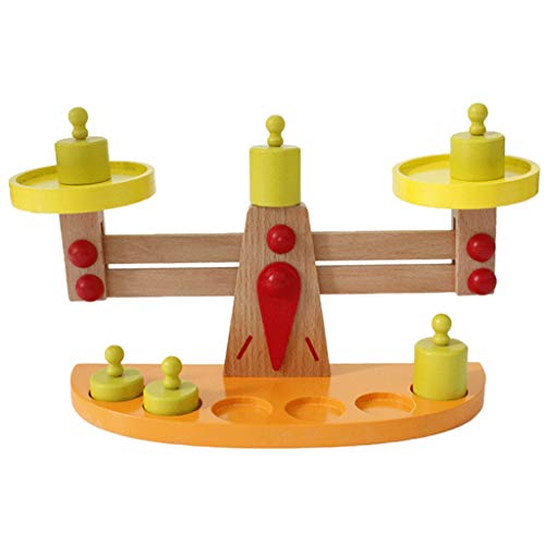 Juguete de Balanza de Equilibrio Madera con 6 Pesas Juego para Desarrollo de Inteligencia de Niños Muchachos