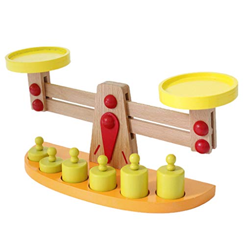 Juguete de Balanza de Equilibrio Madera con 6 Pesas Juego para Desarrollo de Inteligencia de Niños Muchachos