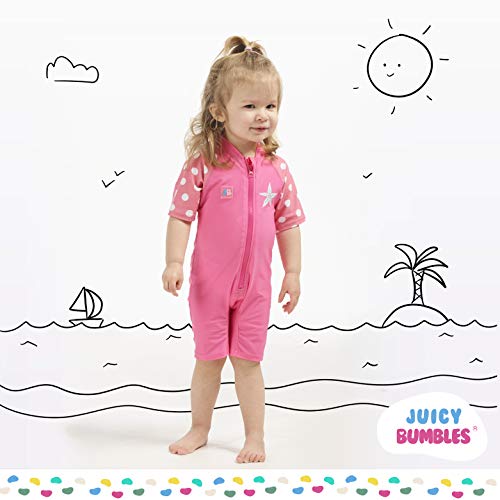 Juicy Bumbles Bañador Bebe Niña - Traje de Baño con Protección Solar Anti UV de Una Pieza para Bebés y Niños Pequeños - Traje de Mangas Cortas UPF50 + Estrella de Mar - 6-12 Meses