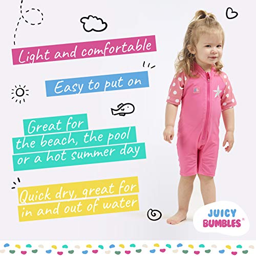 Juicy Bumbles Bañador Bebe Niña - Traje de Baño con Protección Solar Anti UV de Una Pieza para Bebés y Niños Pequeños - Traje de Mangas Cortas UPF50 + Estrella de Mar - 6-12 Meses