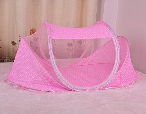 Jungen Baby Infant Pop-Up Tienda de campaña para la playa de almohada de cama Dosel Mosquitera Cotton-Padded colchón rosa