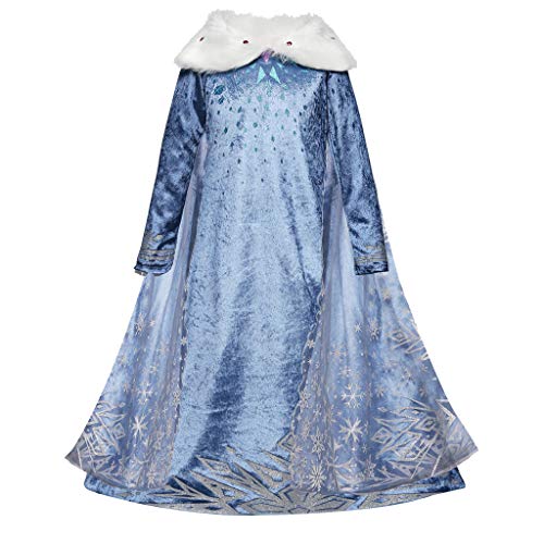 K-youth Chica Disfraz Carnaval Blancanieves Cenicienta Vestido Princesa Niña Disfraces de Bella para Niñas Vestidos de Fiesta Niña para Halloween Navidad Cosplay Costume 2-8 Año (Azul Claro, 5-6 años)