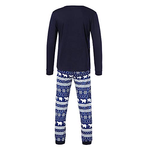 K-youth Conjunto de Pijamas Ropa Familiar Navidad Fiesta Oso Impresión Camisetas Manga Larga Blusa Tops y Pantalones de Rayas Padre Madre Hijo Ropa de Dormir de Navidad para Familia(Niño, 4-5 años)