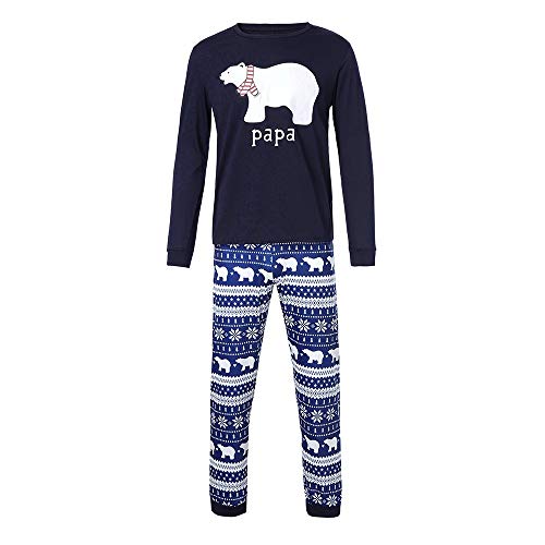 K-youth Conjunto de Pijamas Ropa Familiar Navidad Fiesta Oso Impresión Camisetas Manga Larga Blusa Tops y Pantalones de Rayas Padre Madre Hijo Ropa de Dormir de Navidad para Familia(Niño, 4-5 años)