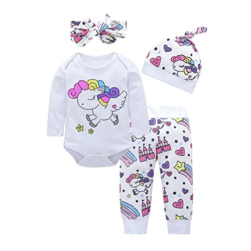 K-youth Conjuntos Bebe Niña Navidad Estampado Animal Body Bebe Manga Larga Monos Mameluco Ropa Bebe Recien Nacido Niño Invierno Tops + Pantalones + Sombrero + Venda de Pelo (Rosa, 6-12 Meses)