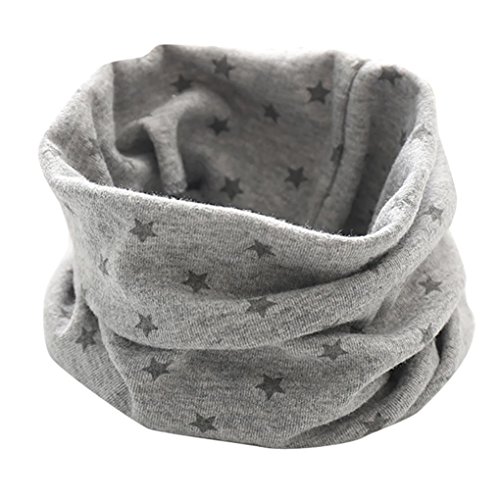 K-youth® Otoño Invierno Estrellas Patrón Algodón Pañuelos Niños Niñas O Cuello Bufanda Bebé (Gris)