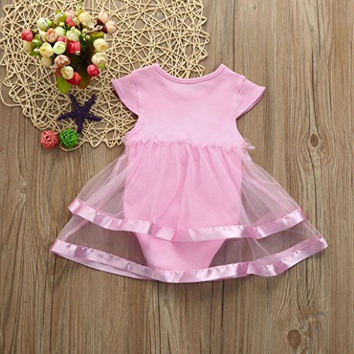 K-youth Vestido para Niñas, 2018 Ropa Bebe Niña Recien Nacida Vestido Bebe Chica Bowknot Florales Vestidos de Fiesta Princesa Tutú para 0-24 Meses (Rosa, 0-3 Meses)