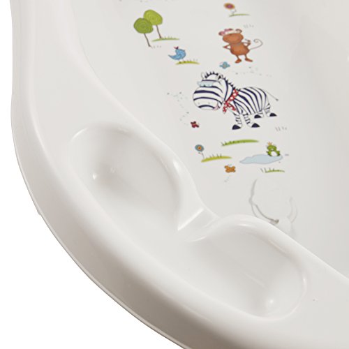 keeeper Bañera ergonómica con tapón Hippo, de 0 a 12 meses, 84 cm, Maria, blanco