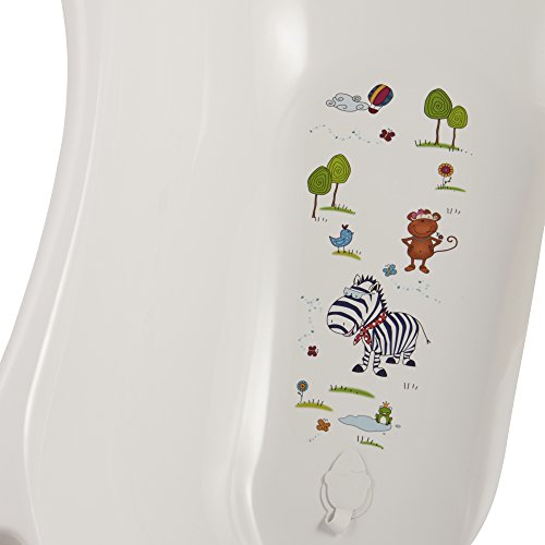 keeeper Bañera ergonómica con tapón Hippo, de 0 a 12 meses, 84 cm, Maria, blanco