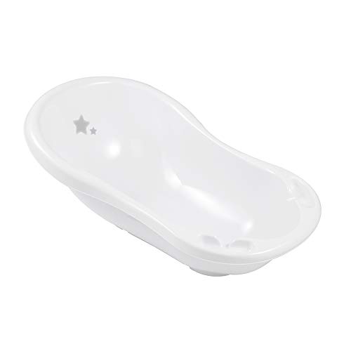 keeeper Bañera Ergonómica con Tapón Stars, De 0 a 12 Meses, 84 cm, Maria, Blanco