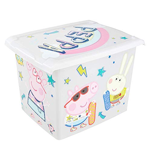 keeeper Caja de Almacenaje con Tapa Peppa Pig, 39 x 29 x 27 cm, 20,5 l, Filip, Gris claro transparente