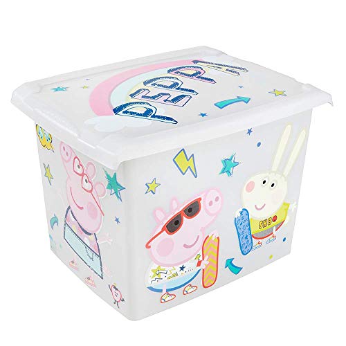 keeeper Caja de Almacenaje con Tapa Peppa Pig, 39 x 29 x 27 cm, 20,5 l, Filip, Gris claro transparente