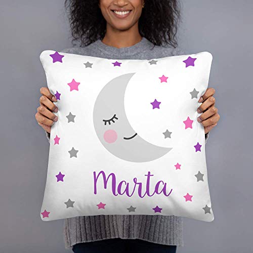 Kembilove Cojín Infantil Personalizado con Luna y Estrellas – Cojín Guardería Personalizado con el Nombre del Niño o Niña – Cojines Ultra Suaves y Cómodos – El Regalo Perfecto para Niños Infantiles