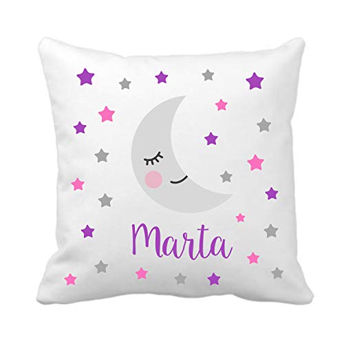 Kembilove Cojín Infantil Personalizado con Luna y Estrellas – Cojín Guardería Personalizado con el Nombre del Niño o Niña – Cojines Ultra Suaves y Cómodos – El Regalo Perfecto para Niños Infantiles