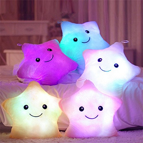 Kemont Muñecas Decorativo con Forma de Estrella de Almohada Cute Glow LED Luminoso luz Almohada Cusion cojín Suave Acogedor Relajarse Regalo