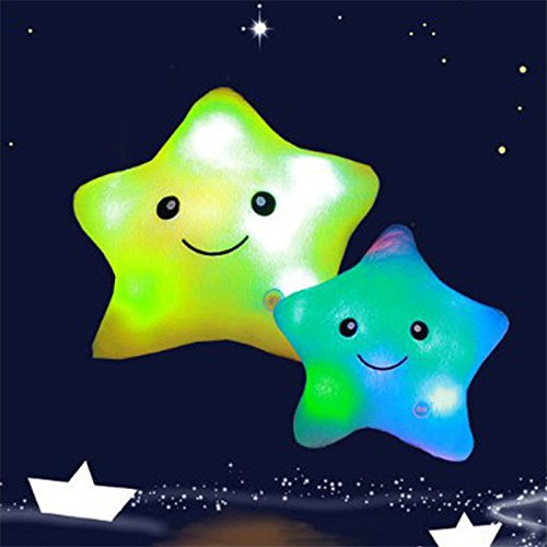 Kemont Muñecas Decorativo con Forma de Estrella de Almohada Cute Glow LED Luminoso luz Almohada Cusion cojín Suave Acogedor Relajarse Regalo