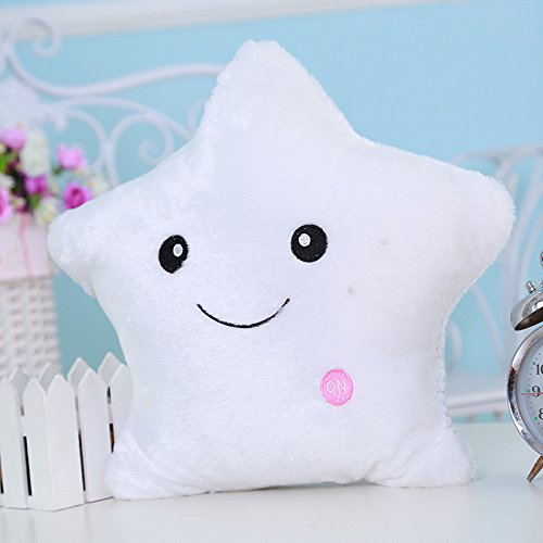 Kemont Muñecas Decorativo con Forma de Estrella de Almohada Cute Glow LED Luminoso luz Almohada Cusion cojín Suave Acogedor Relajarse Regalo