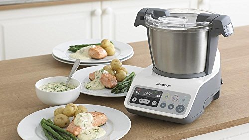 Kenwood kCook Robot de cocina, diseño compacto, hasta 4 comensales, bol de 1.5 L, más de 200 recetas en su app, 800 W, Acero Inoxidable, 3 Velocidades, Gris y Blanco