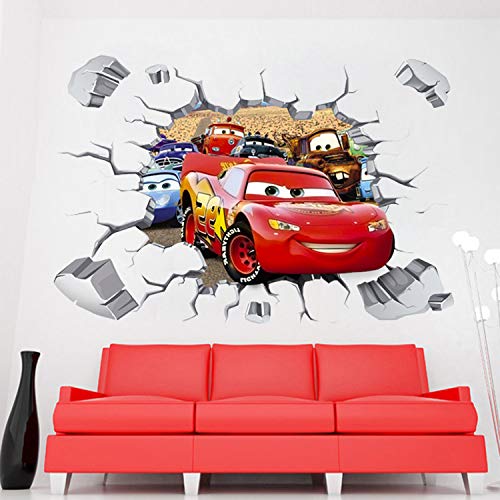 Kibi 2PCS Pegatinas Decorativas Pared Cars 3d Disney Para Sala De Niños Sala De Estar Dormitorio Bebe Decoración Del Hogar Pegatinas De Pared Niño Adhesivos Pared Decorativos Cars Extraíble