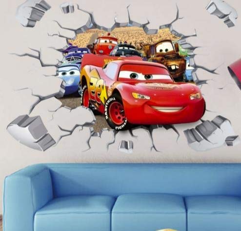 Kibi 2PCS Pegatinas Decorativas Pared Cars 3d Disney Para Sala De Niños Sala De Estar Dormitorio Bebe Decoración Del Hogar Pegatinas De Pared Niño Adhesivos Pared Decorativos Cars Extraíble