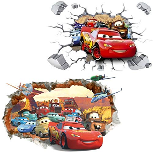 Kibi 2PCS Pegatinas Decorativas Pared Cars 3d Disney Para Sala De Niños Sala De Estar Dormitorio Bebe Decoración Del Hogar Pegatinas De Pared Niño Adhesivos Pared Decorativos Cars Extraíble