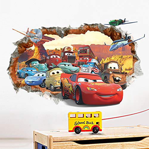 Kibi 2PCS Pegatinas Decorativas Pared Cars 3d Disney Para Sala De Niños Sala De Estar Dormitorio Bebe Decoración Del Hogar Pegatinas De Pared Niño Adhesivos Pared Decorativos Cars Extraíble