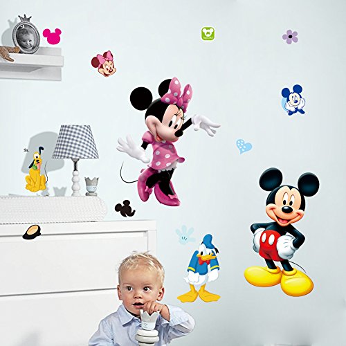 Kibi Pegatinas Infantiles Pared Minnie Pegatinas Decorativas Pared mickey Mouse Stickers Pared Mickey Dormitorio Calcomanias para Niños Pared Calcomanias Mickey