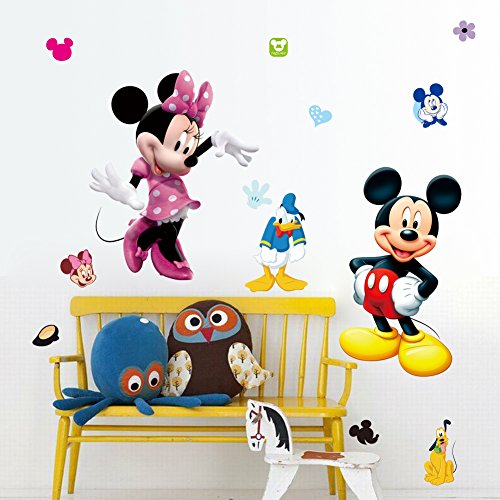 Kibi Pegatinas Infantiles Pared Minnie Pegatinas Decorativas Pared mickey Mouse Stickers Pared Mickey Dormitorio Calcomanias para Niños Pared Calcomanias Mickey