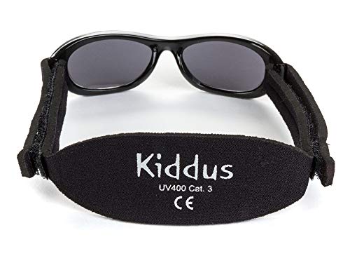 Kiddus Gafas de sol Baby para bebés, NIÑOS Y NIÑAS, desde 0 meses a 2 años, 100% protección UV, MUY CÓMODAS gracias a la SUAVE banda ajustable, el regalo ideal para recién nacidos.