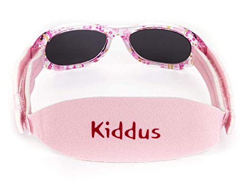 Kiddus Gafas de sol Baby para bebés, NIÑOS Y NIÑAS, desde 0 meses a 2 años, 100% protección UV, MUY CÓMODAS gracias a la SUAVE banda ajustable, el regalo ideal para recién nacidos.