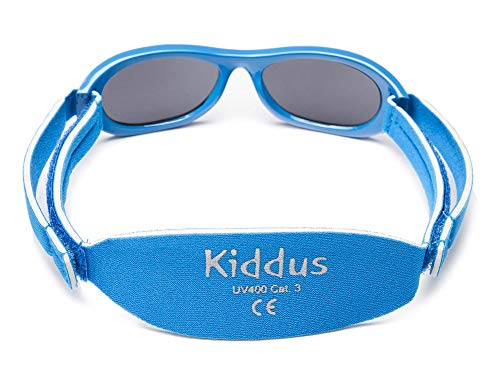 Kiddus Gafas de sol Baby para bebés, NIÑOS Y NIÑAS, desde 0 meses a 2 años, 100% protección UV, MUY CÓMODAS gracias a la SUAVE banda ajustable, el regalo ideal para recién nacidos.