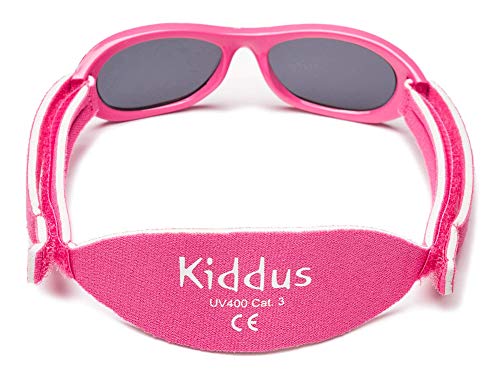 Kiddus Gafas de sol Baby para bebés, NIÑOS Y NIÑAS, desde 0 meses a 2 años, 100% protección UV, MUY CÓMODAS gracias a la SUAVE banda ajustable, el regalo ideal para recién nacidos.