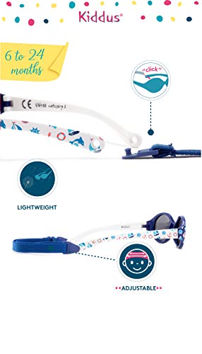 Kiddus Gafas de sol POLARIZADAS bebe para niños y niñas a partir de 6 meses. SUPER FLEXIBLES. Protección solar UV400. Seguras, confortables, muy resistentes. Con ESTUCHE protector. Baby Comfort