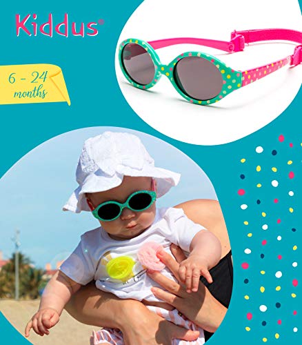 Kiddus Gafas de sol POLARIZADAS bebe para niños y niñas a partir de 6 meses. SUPER FLEXIBLES. Protección solar UV400. Seguras, confortables, muy resistentes. Con ESTUCHE protector. Baby Comfort