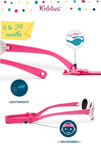 Kiddus Gafas de sol POLARIZADAS bebe para niños y niñas a partir de 6 meses. SUPER FLEXIBLES. Protección solar UV400. Seguras, confortables, muy resistentes. Con ESTUCHE protector. Baby Comfort