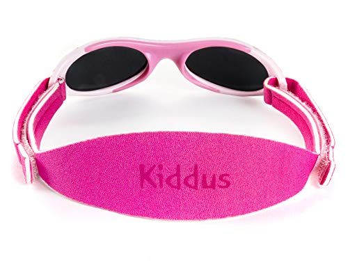 Kiddus Gafas de sol PREMIUM POLARIZADAS para bebé, niño y niña. 0 meses a 2 años. UV400 100% protección rayos UVA y UVB. Suave puente de SILICONA para la nariz. Banda ajustable de NEOPRENO