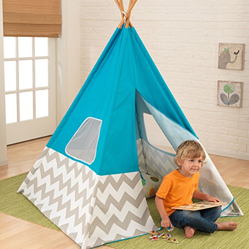 KidKraft 223 Tienda cabaña india Teepee Deluxe para niños para interior y exterior al aire libre con 162 cm de altura - Turquesa