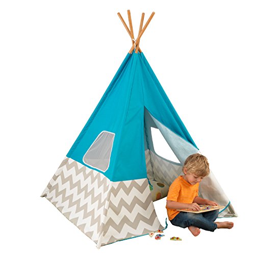 KidKraft 223 Tienda cabaña india Teepee Deluxe para niños para interior y exterior al aire libre con 162 cm de altura - Turquesa