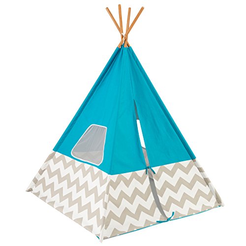 KidKraft 223 Tienda cabaña india Teepee Deluxe para niños para interior y exterior al aire libre con 162 cm de altura - Turquesa