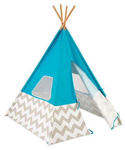 KidKraft 223 Tienda cabaña india Teepee Deluxe para niños para interior y exterior al aire libre con 162 cm de altura - Turquesa