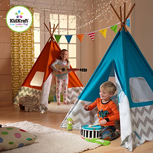 KidKraft 223 Tienda cabaña india Teepee Deluxe para niños para interior y exterior al aire libre con 162 cm de altura - Turquesa