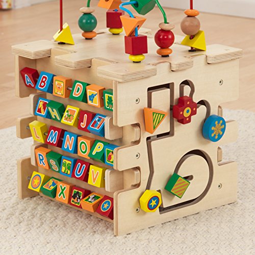 KidKraft- Deluxe Activity Cube Juguete de laberinto de cuentas para bebés, niños y niñas para aprender sobre colores, formas, letras y números, Color Multicolor (63298 )