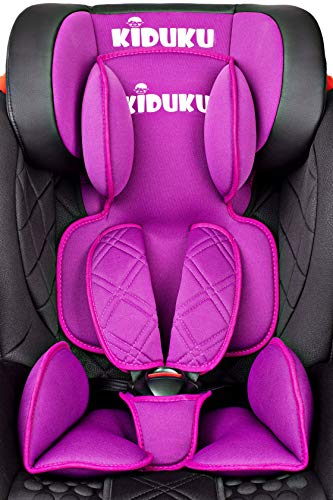 KIDUKU® Silla de Coche con ISOFIX | Cuero Ecológico | Grupos 1/2/3 | 9 kg – 36 kg, aprox. desde 1 a 12 años | Crece con el Niño | Inclinable | Homologada por Normativa ECE R44/04 (Púrpura)