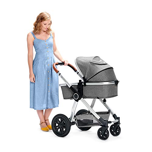 Kinderkraft Carrito Bebé 2 Piezas VEO, Silla de Paseo, Capazo, 0 a 13 kg, Gris