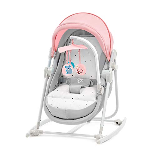 Kinderkraft Columpio Bebé 5 en 1 UNIMO, Balancín, Silla, Cuna, Capota, Rosa