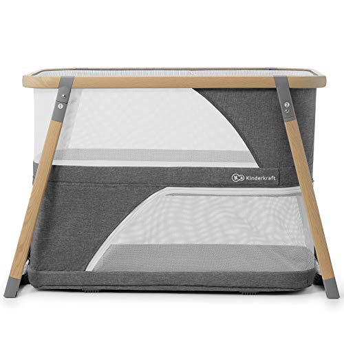 Kinderkraft Cuna de Viaje Plegable SOFI, 4 en 1, Colecho, Función Balanceo, Gris