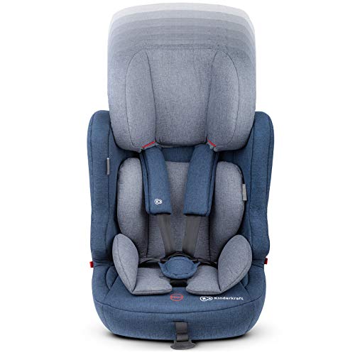 Kinderkraft Silla de coche FIX2GO con Isofix Top Tether para niño bebe grupo 1/2/3 (9-36 kg) hasta 12 años El Arnés de 5 puntos ajuste del Reposacabezas tapicería Removible Normativa ECE R44/4 Azul