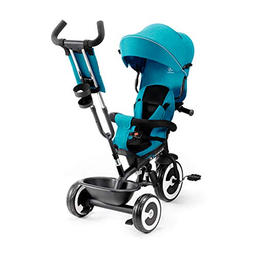 Kinderkraft Triciclo Evolutivo ASTON, Plegable, Cinturón, 9 Meses a 5 Años, Azul